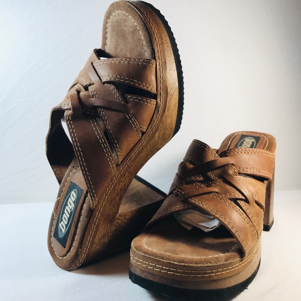 90s Bongo Wood heels clog shoes size 10
